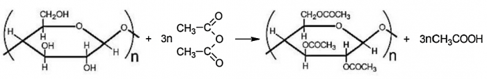 Целлюлоза уксусная. Реакция ацилирования целлюлозы уксусным ангидридом. Целлюлоза и уксусный ангидрид. Взаимодействие целлюлозы с уксусным ангидридом. Целлюлоза и ангидрид уксусной кислоты.